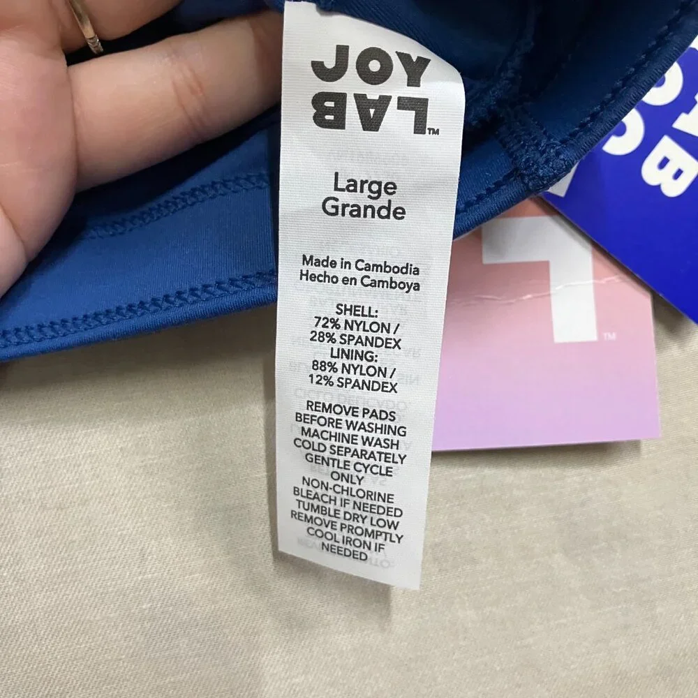 WT JoyLab Women's L Deep Sea Blue Strappy Athletic Sports Bra Removable Pads - Picture 6 of 13